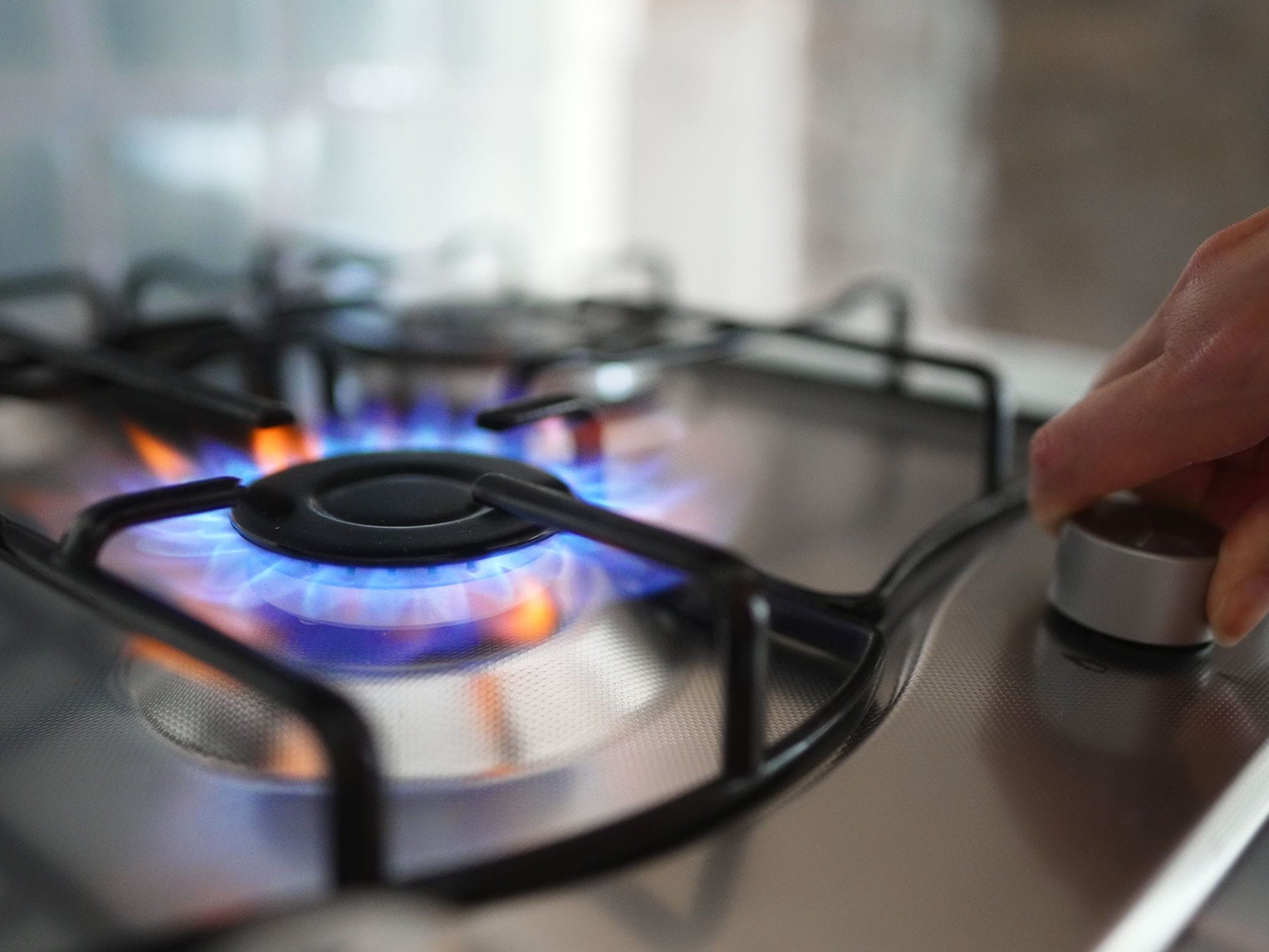 lit gas stove