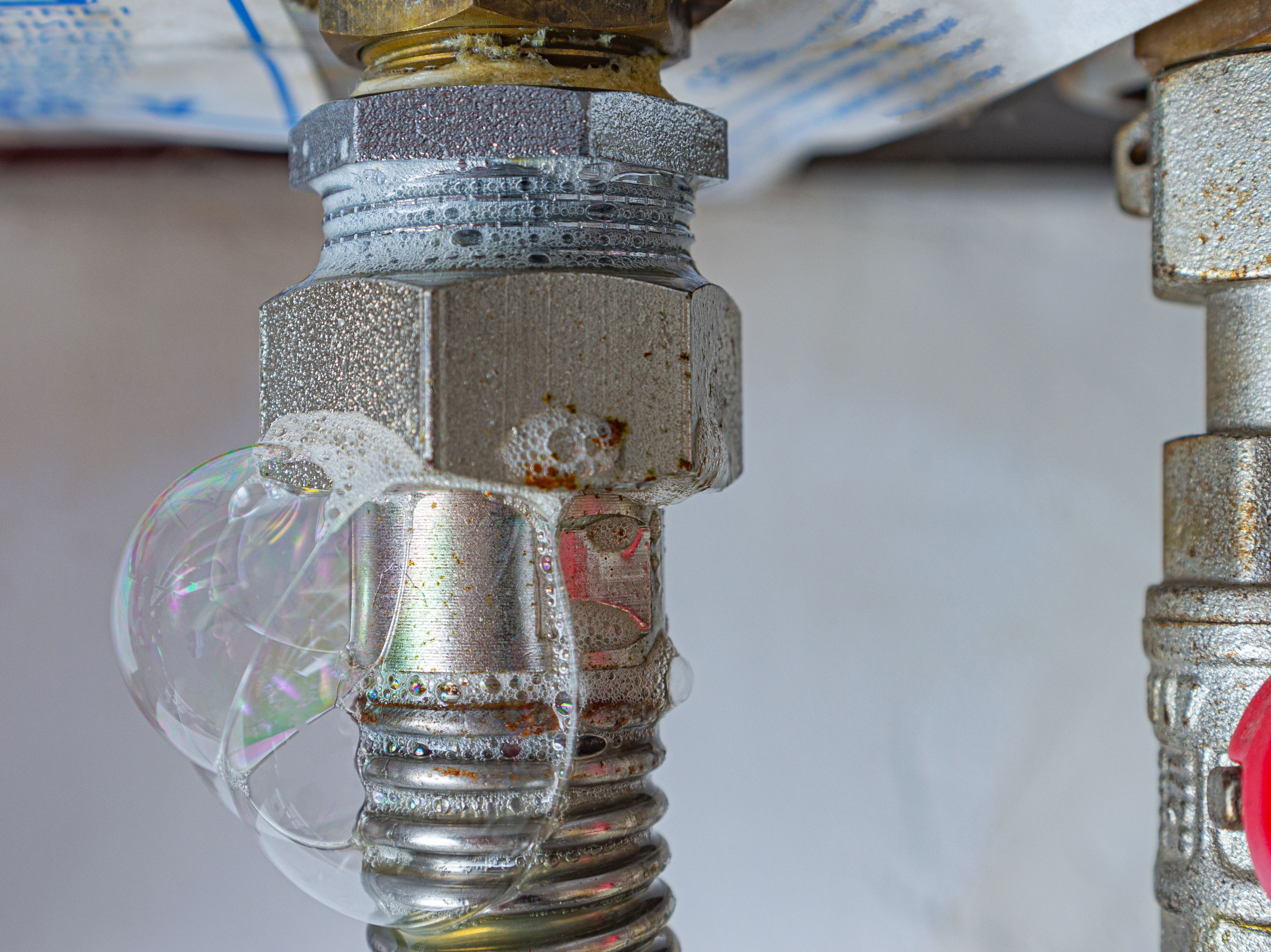 gas bubbling from pipe